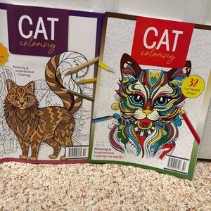 Cat Coloring Book Set - Brown and Multicolor